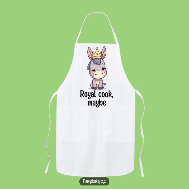 Funny Kawaii Donkey Crown Apron: Chef King Humor Kitchen Gift
