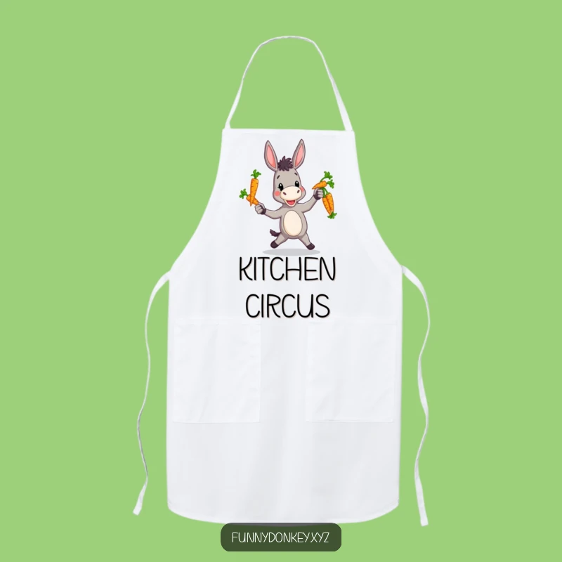 Funny Clumsy Donkey Apron: Juggling Carrots, Kitchen Fun for Foodies