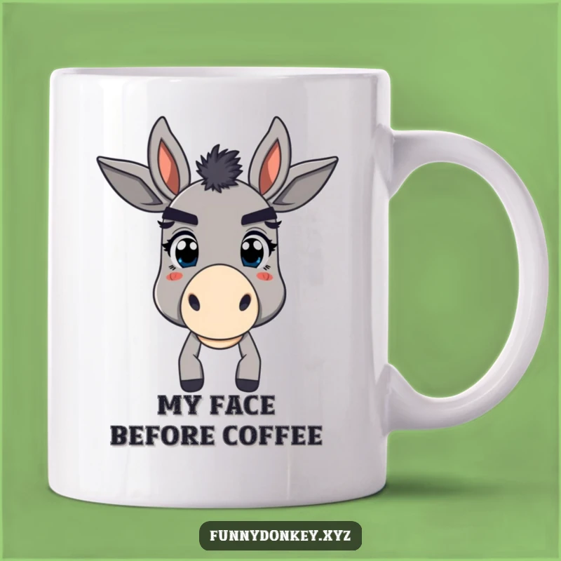 Funny Bewildered Donkey Mug: Exaggerated Eyebrows, Hilarious Gift for Donkey Lovers
