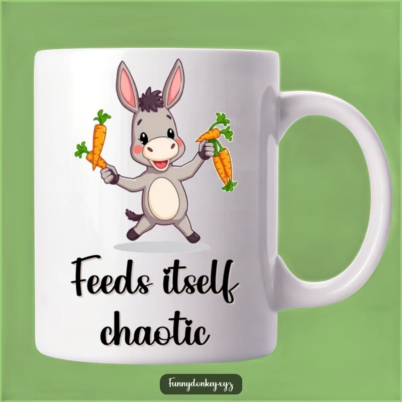 Funny Clumsy Donkey Juggling Carrots Mug: Hilarious Farm Animal Gift for Laughs