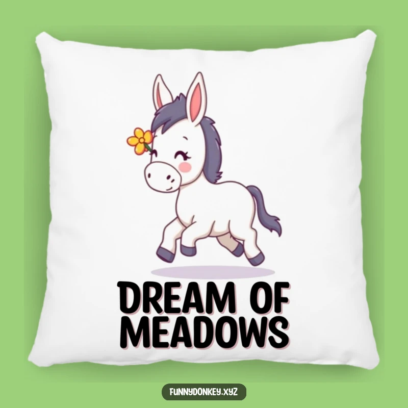 Funny Kawaii Donkey Trotting Pillow: Cozy Comfort with a Floral Touch of Joy