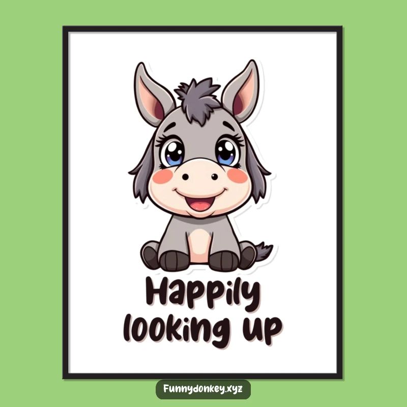 Funny Kawaii Donkey Digital Art: Wide-Eyed Wonder Decor