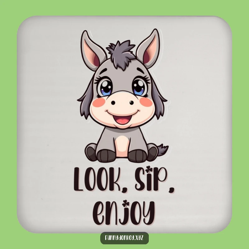 Funny Kawaii Donkey Coaster: Protect Surfaces with Wide-Eyed Charm