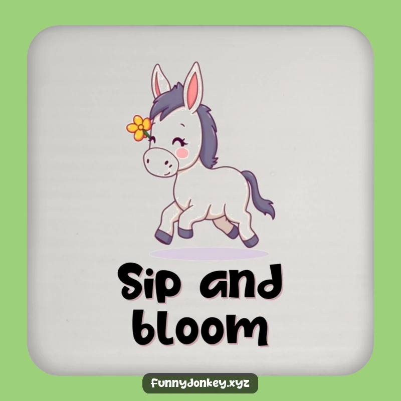 Funny Kawaii Donkey Trotting Coaster: Protect Surfaces with Floral Cheer