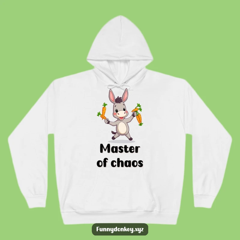 Funny Clumsy Donkey Hoodie: Cozy, Juggling Carrots, Perfect Humorous Treat