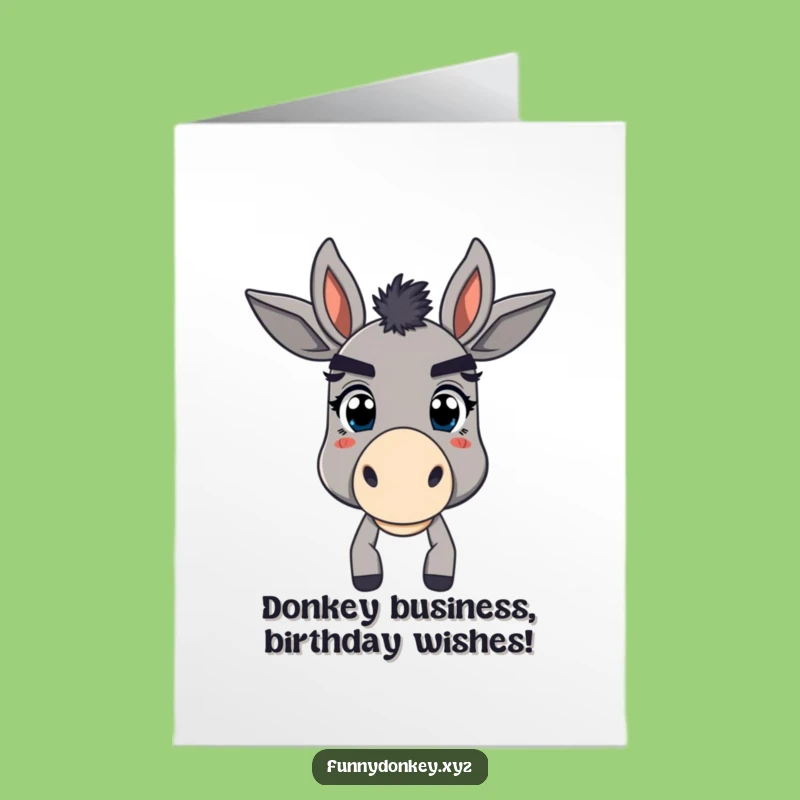 Free Printable Birthday Card: Bewildered Donkey Eyebrows Humor, Funny Downloadable Gift Idea