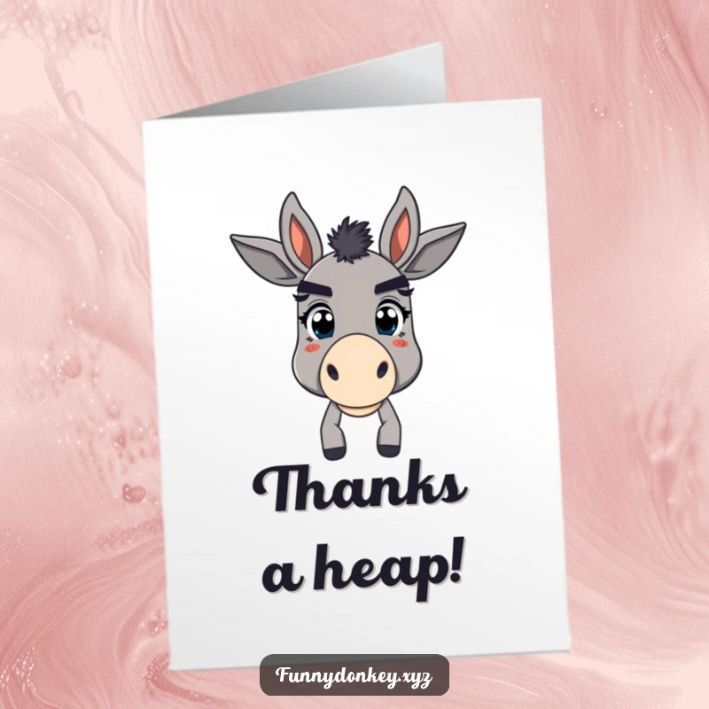 Funny Free Printable Thank You Card: Donkey with exaggerated eyebrows showing bewildered appreciation