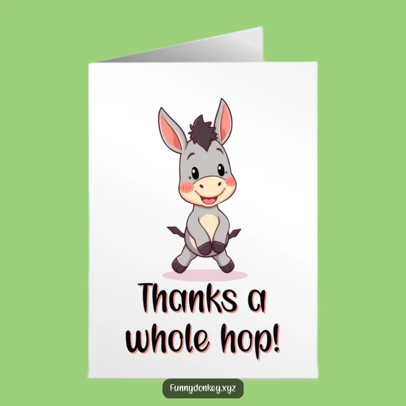 Free Printable Thank You Card: Kawaii Donkey Hopping to Show Your Joyful Thanks