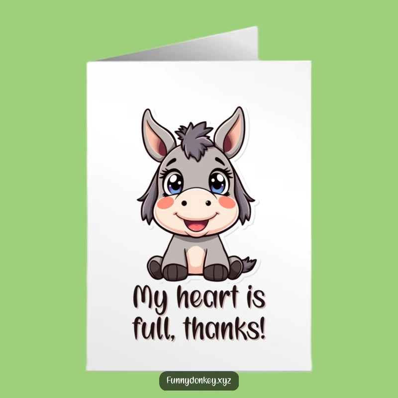 Free Printable Thank You Card: Kawaii Donkey's Happy Look to Show Your Gratitude